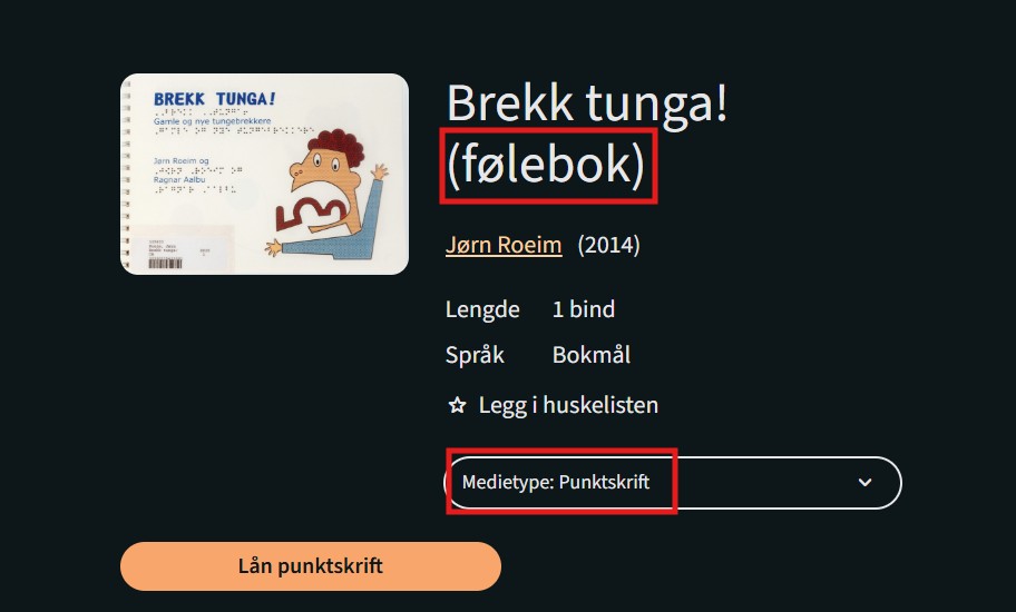 Følebok på tibi.no. Skjermbilde.